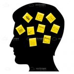 Silhouette Male Head filled with Sticky Notes